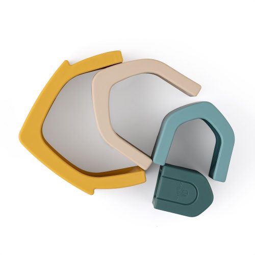 PETITE&MARS szilikon egymásra rakható játék  House Intense Ochre 12m+