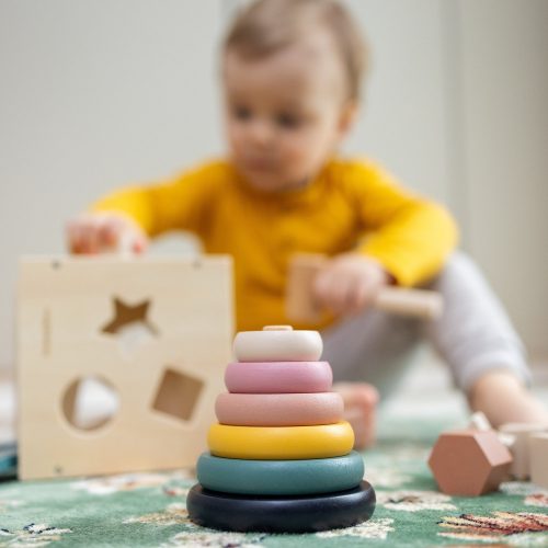 PETITE&MARS Fa építőjáték Orbit Wood of Mars 36hó+ Aurora Pink