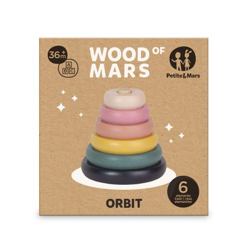 PETITE&MARS Fa építőjáték Orbit Wood of Mars 36hó+ Aurora Pink