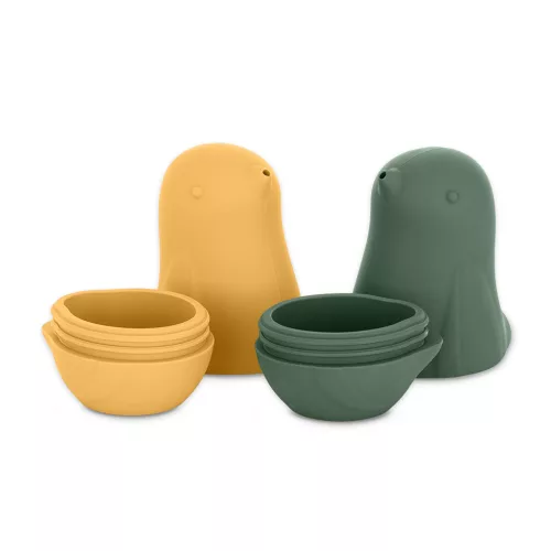 PETITE&MARS Szilikon fürdőjáték Love Birds Ochre Green 6hó+