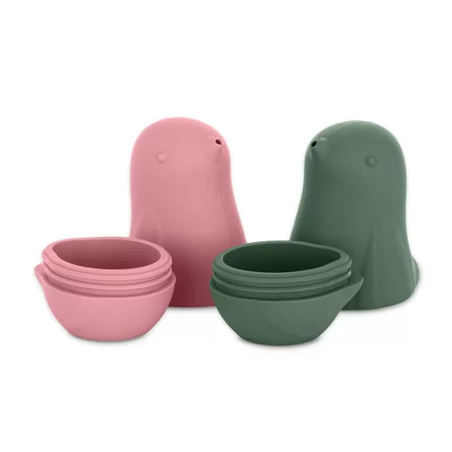 PETITE&MARS Szilikon fürdőjáték Love birds Rose Green 6hó+