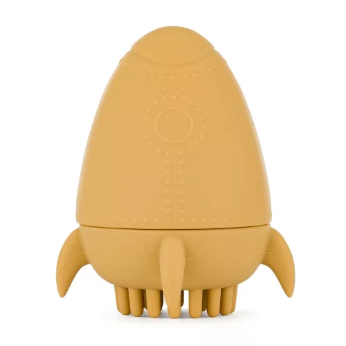PETITE&MARS Szilikon fürdőjáték kefével Splashy Rocket Intense Ochre 6m+