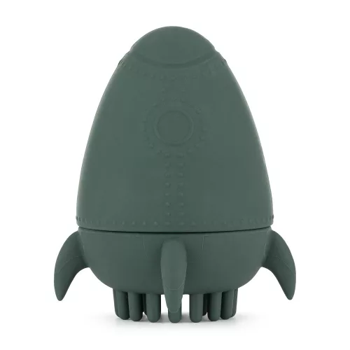 PETITE&MARS Szilikon fürdőjáték kefével Splashy Rocket Misty Green 6m+