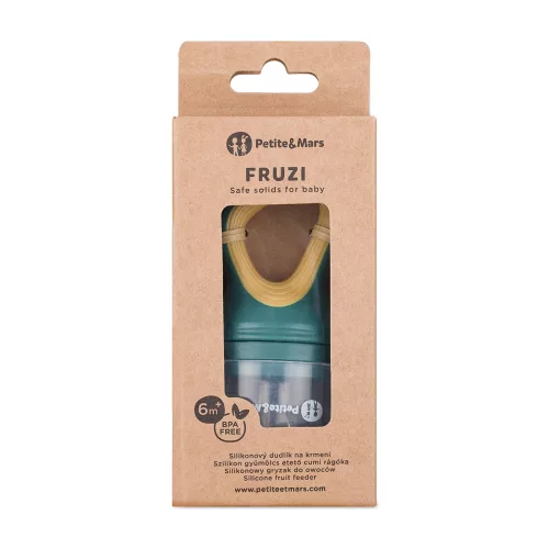 Petite&Mars szilikon gyümölcs etető cumi - Fruzi Green&Ochre 6hó+