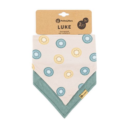 PETITE&MARS Nyálkendő Luke 2 db Beige Kiwis&Misty Green 3hó+