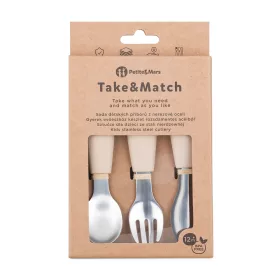   PETITE&MARS Baba evőeszköz készlet rozsdamentes acél Take&Match Desert Sand 12m+