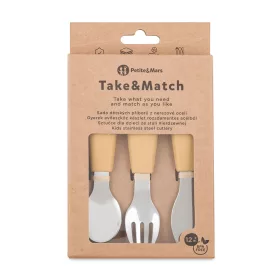   PETITE&MARS Baba evőeszköz készlet rozsdamentes acél Take&Match Intense Ochre 12m