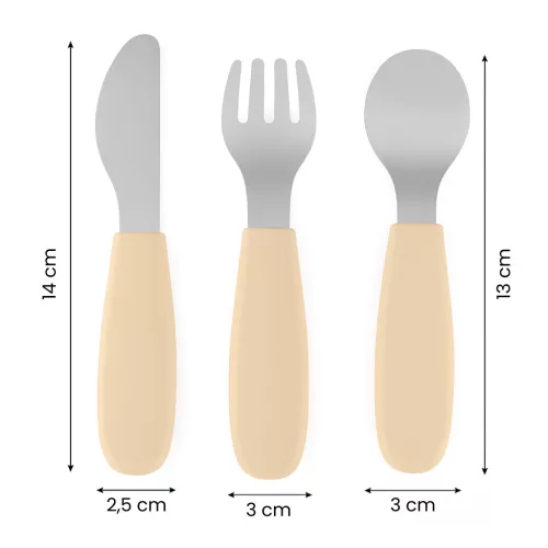 PETITE&MARS Baba evőeszköz készlet rozsdamentes acél Take&Match Intense Ochre 12m