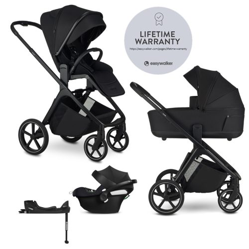 EASYWALKER Kombinált babakocsi Zoey Pure Black + AJÁNDÉK Cybex Aton B2 I-size és Isofix talp 