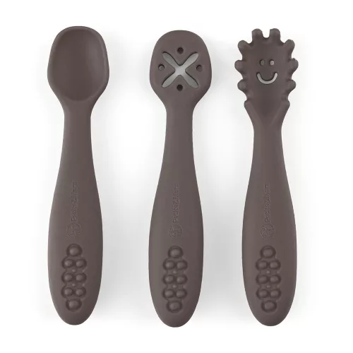 PETITE&MARS Baba szilikon gyakorló kanál szett 3 db Take&Match Bitter Cocoa 6m+