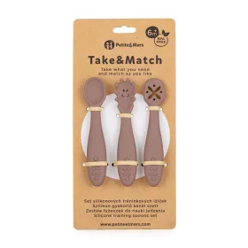   PETITE&MARS Baba szilikon gyakorló kanál szett 3 db Take&Match Velvet Latte 6m+