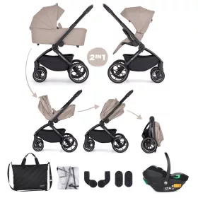   Petite&Mars SCOUT 3in1 babakocsi Cappuccino Cream + Core Pro i-Size babahordozó