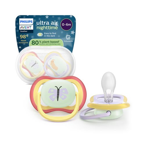 Philips AVENT SCF376/24 Játszócumi Ultra air éjszakai 0-6 hó lányos 2 db