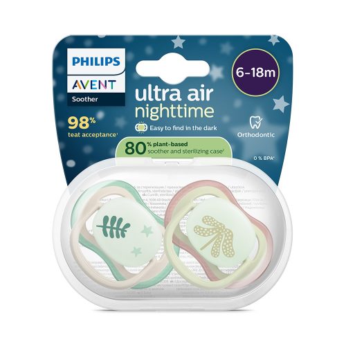 Philips AVENT SCF376/29 Játszócumi Ultra air éjszakai 6-18 hó neutral 2 db