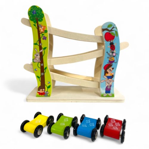 Fa autóleesős pálya + 4 átfordulós autó