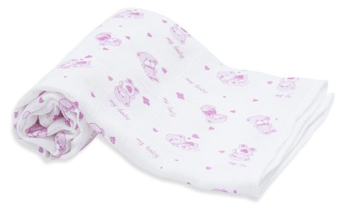 Mintás tetra textil pelenka 70x70 cm - pink macis