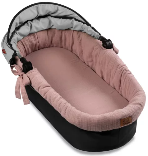 Infantilo NiKiDs muszlin mózeskosár betét matraccal - rózsaszín