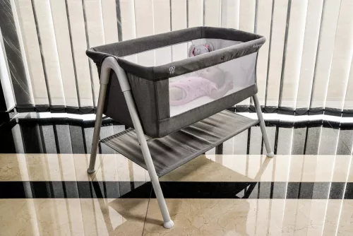 MONI Kalinihta újszülött babaágy önálló, 11 kg, 1 szint fehér láb szürke