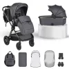 Cangaroo iCLICK Babakocsi 2in1 szett 22kg, aluminium váz, fordítható ülés, autom. csukható SZÜRKE
