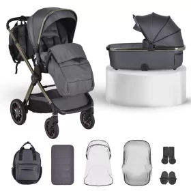   Cangaroo iCLICK Babakocsi 2in1 szett 22kg, aluminium váz, fordítható ülés, autom. csukható SZÜRKE