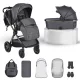 Cangaroo iCLICK Babakocsi 2in1 szett 22kg, aluminium váz, fordítható ülés, autom. csukható SZÜRKE