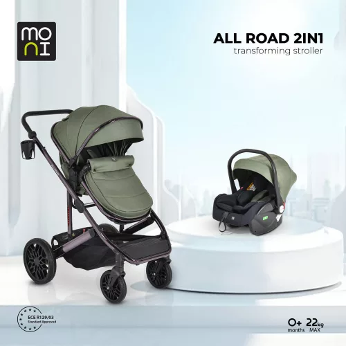 Moni ALL ROAD babakocsi szett 2in1 átalakítható,  autós hordozóval SZÜRKE