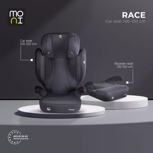 RACE autós ülés 100-150 cm ülésmagasítóvá alakítható FEKETE