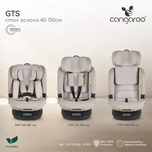 GTS prémium autós ülés 40-150cm SPS, 360fokban forgatható BÉZS