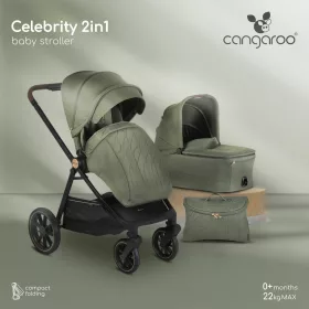   Cangaroo CELEBRITY  multifunkciós 2 részes 2IN1 babakocsi szett ZÖLD