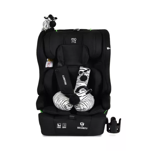 SECURITY autós ülés belső övvel, isofix, ajándék 2plüss+párna 76-150cm FEKETE