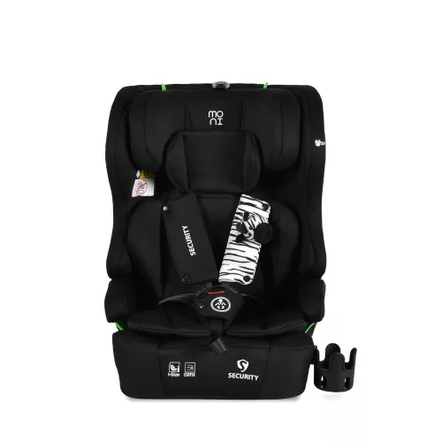 SECURITY autós ülés belső övvel, isofix, ajándék 2plüss+párna 76-150cm FEKETE