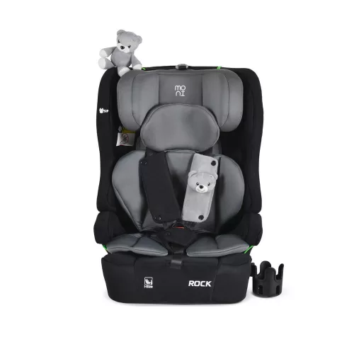 ROCK autós ülés 76-150cm, 2játékkal, pohártartó, belső öv, isofix nélkül SZÜRKE